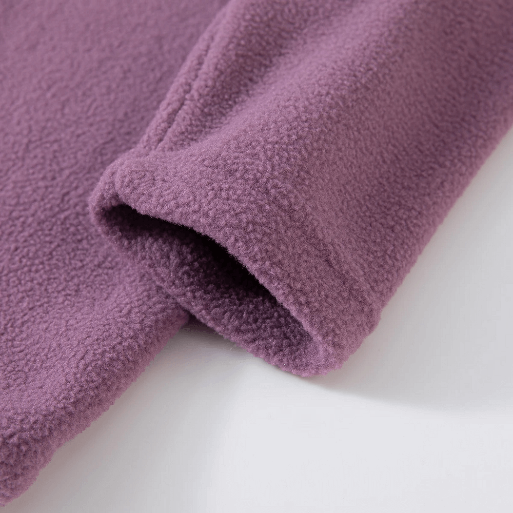 Close-up of sleeve on Half Zip Fleece Pullover Warm Casual Sweatshirt - SF3852 in soft purple fleece with warm textured fabric.