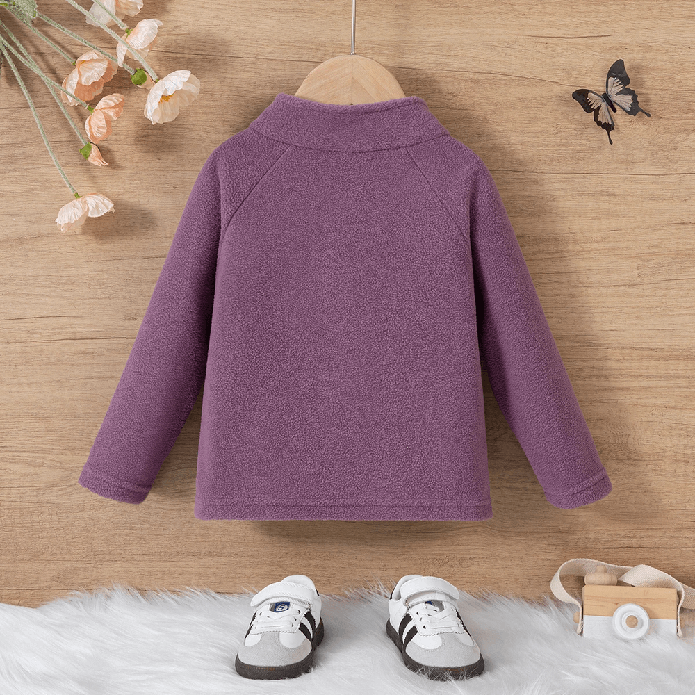 Half Zip Fleece Pullover Warm Casual Sweatshirt - SF3852 in purple for kids