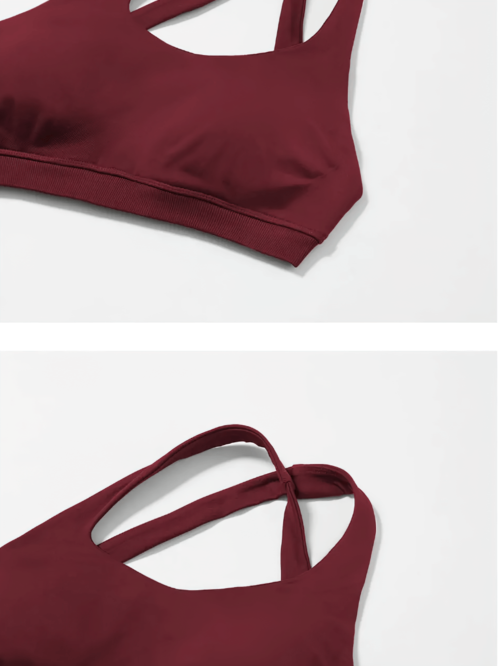 Stylish maroon halter sports bra from seamless high-waisted activewear set for workouts. SF2392