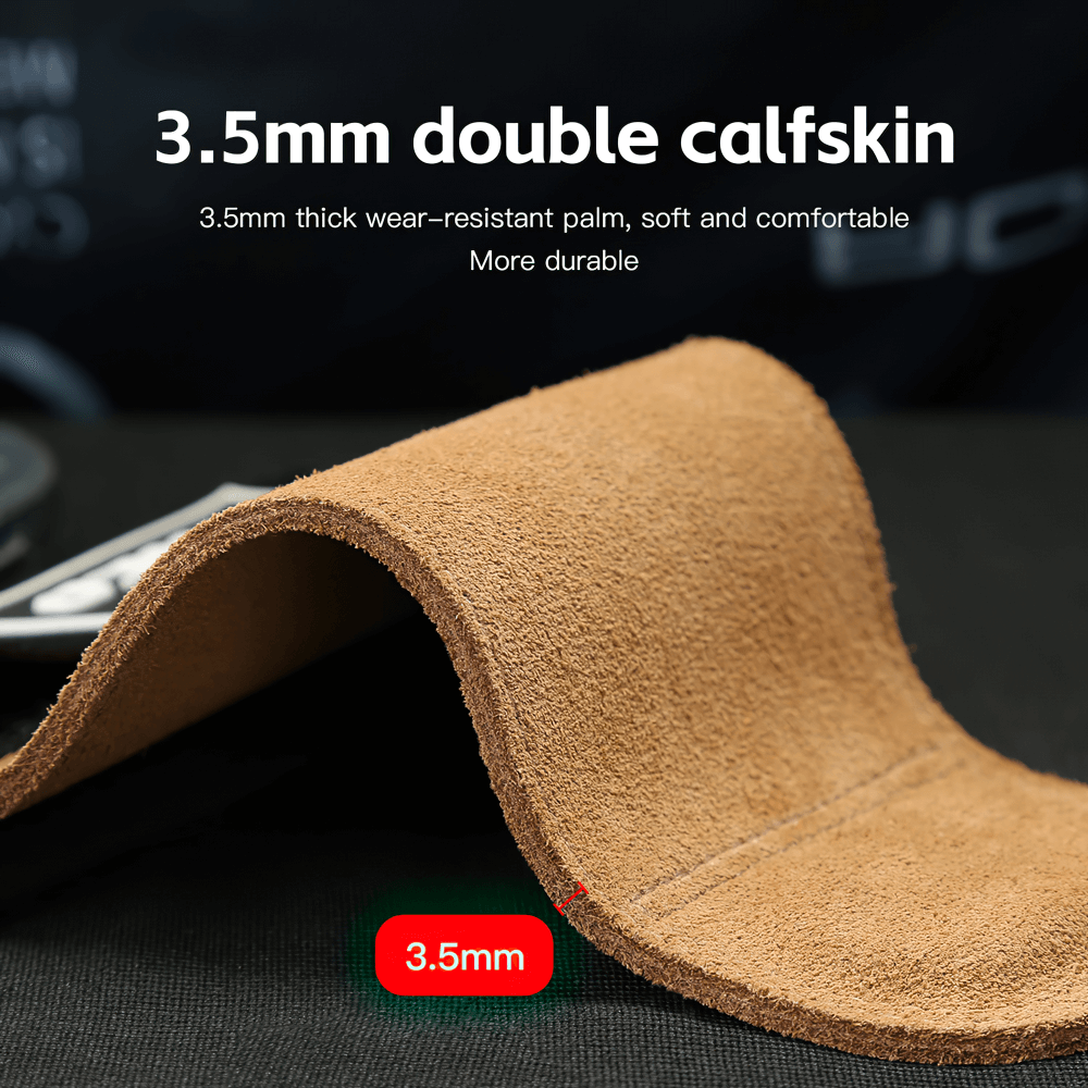 Close-up of 3.5mm double calfskin material used in Hand Grips with Anti-Slip for Workouts - SF3538, showing durability and comfort.