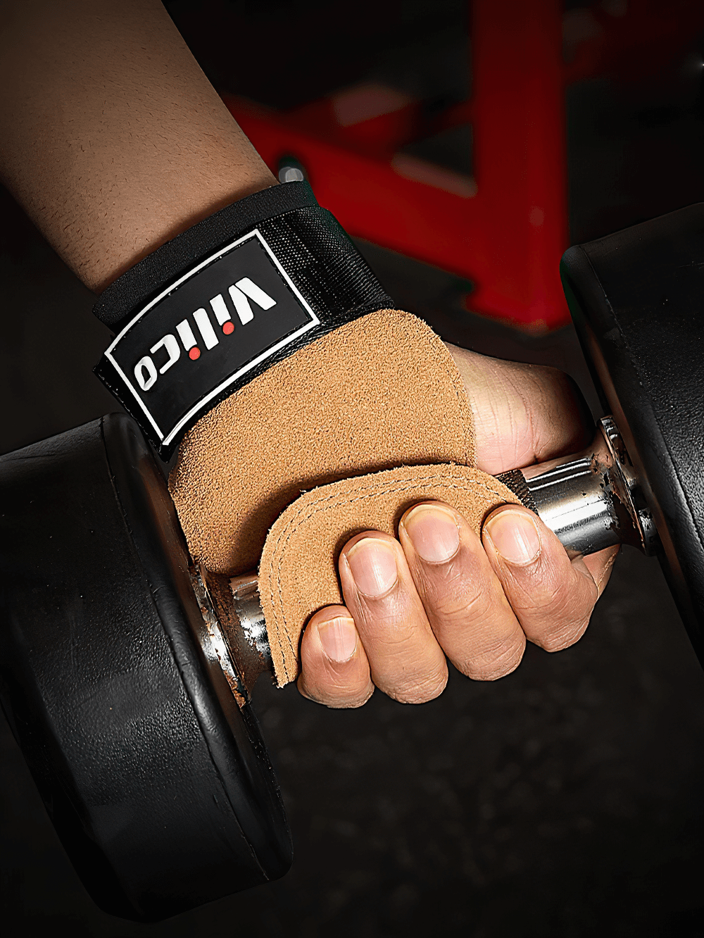Hand Grips with Anti-Slip for Workouts - SF3538 used during weightlifting for palm protection and enhanced grip stability.