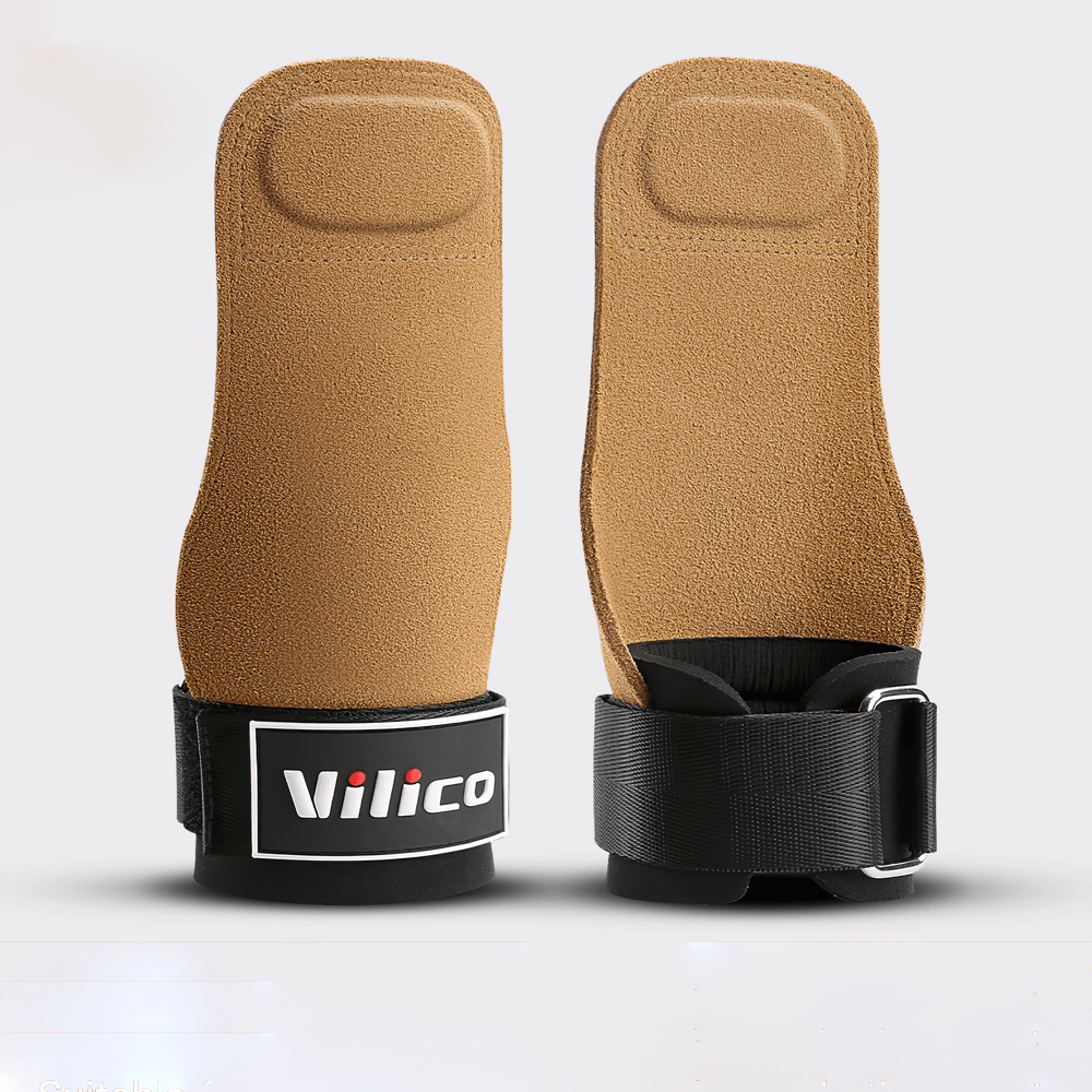 Hand Grips with Anti-Slip for Workouts - SF3538, durable leather gym grips for palm protection, adjustable Velcro strap, superior grip support