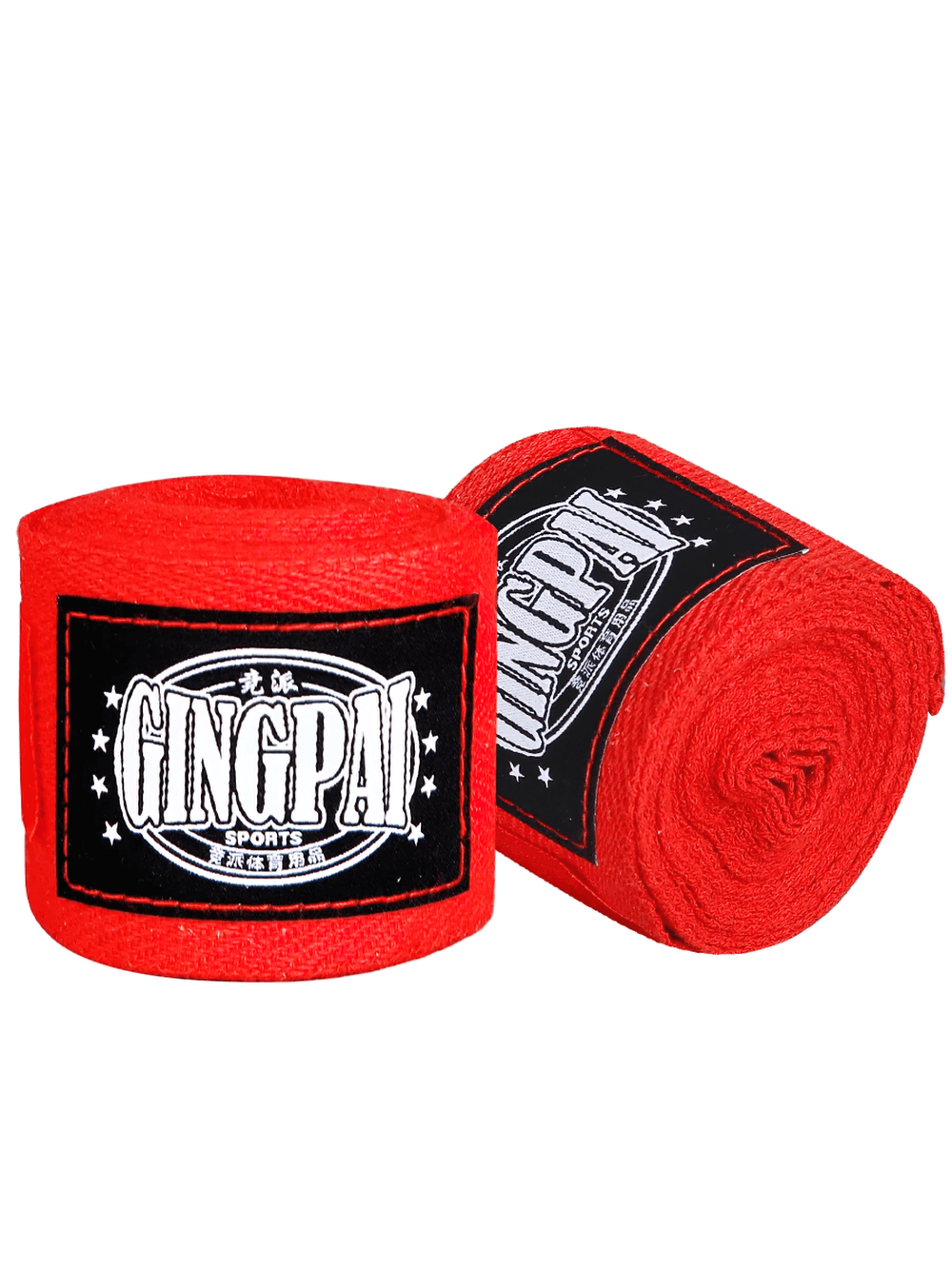 Red boxing hand wraps with thumb buckle and velcro closure for secure fit. Durable and malleable, ideal for optimal hand and wrist support.