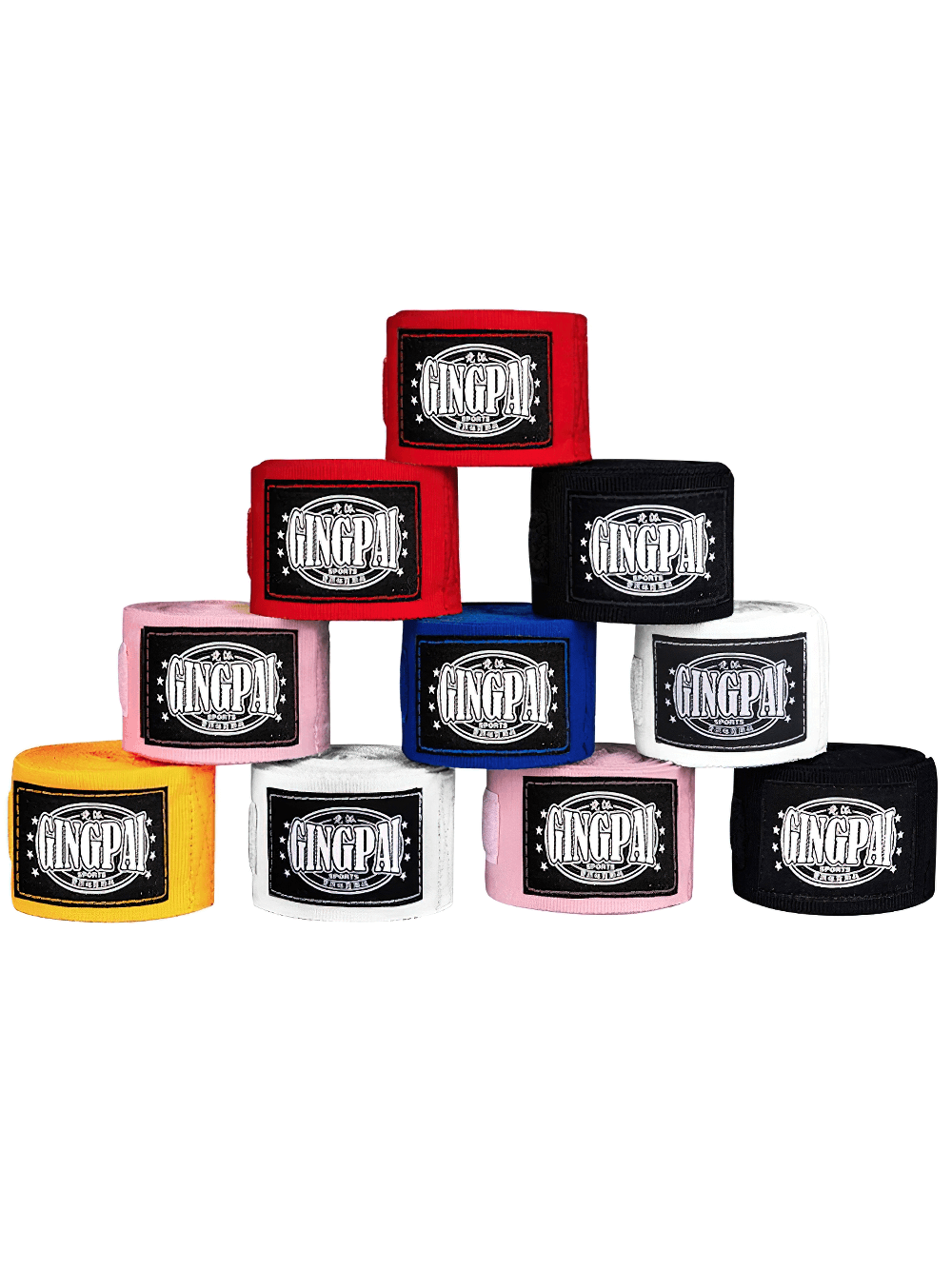 Colorful boxing hand wraps with thumb buckle and velcro closure for wrist support, ideal for training. Model SF3091.