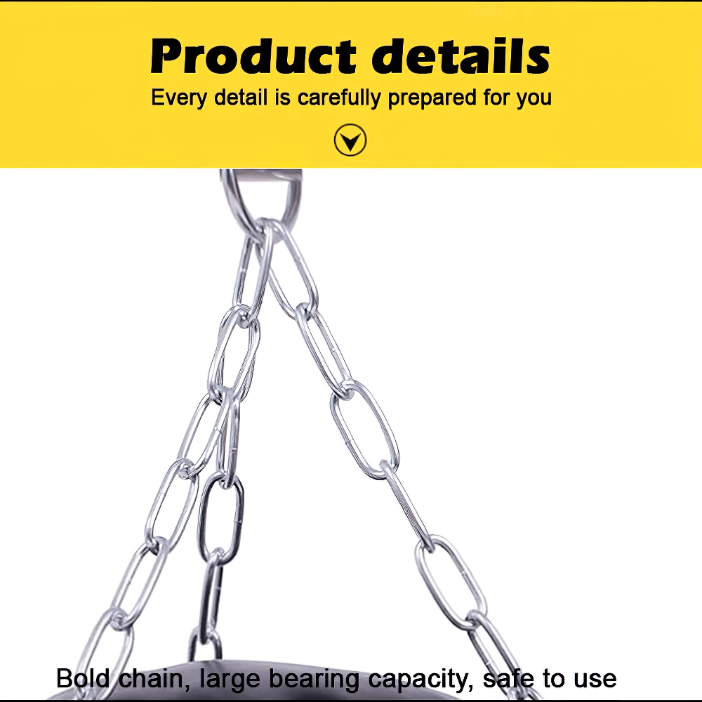 Close-up of reinforced chain for SF2720 punching bag, showcasing durability and safety for intense boxing and martial arts training.