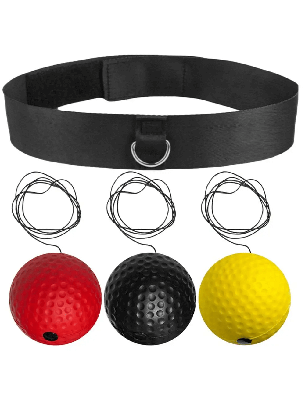 Headband Boxing Reflex Ball Set SF3152 for MMA Training with Red, Black, Yellow Balls and Elastic Strap for Speed and Coordination