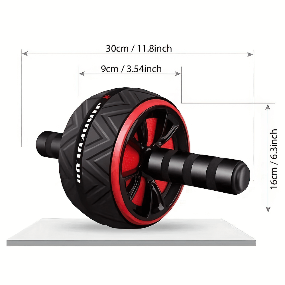 Heavy-duty stainless steel ab roller with ergonomic, non-slip handles and wide wheel for chest and core strength training.