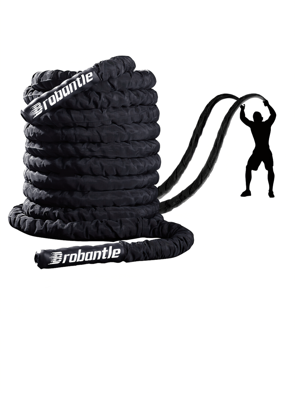 Heavy-duty battle rope for strength training with durable grip handles, perfect for full-body workouts, adjustable 7m-10m length.