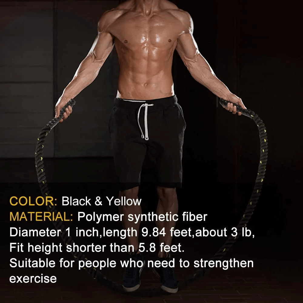 Heavy Duty Black and Yellow Battle Jump Rope SF3288 for strength training