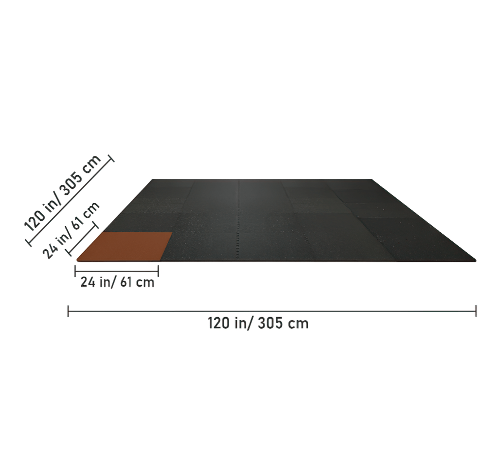 Heavy-duty EVA foam rubber mats for gym flooring, 120x120 inches layout with interlocking tiles, durable and slip-resistant.