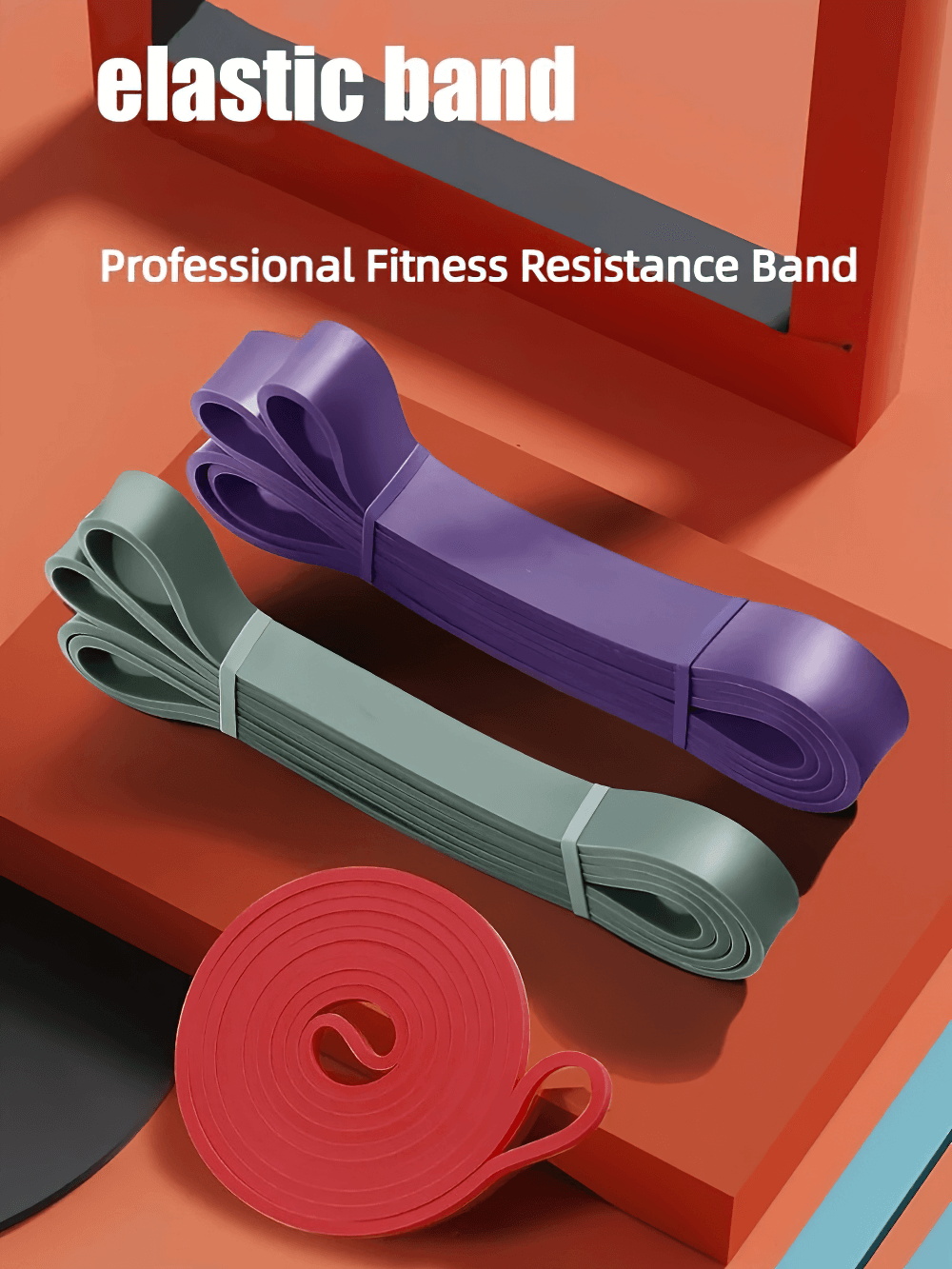 Colorful heavy-duty resistance bands for strength training, perfect for gym and home workouts, shown in vibrant display.