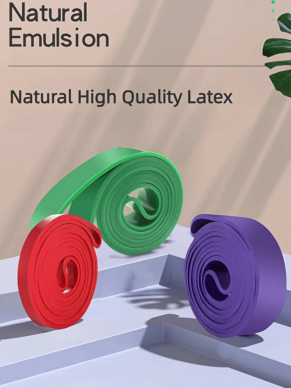 Colorful heavy-duty latex resistance bands ideal for strength training, fitness, and yoga, featuring natural emulsion design.