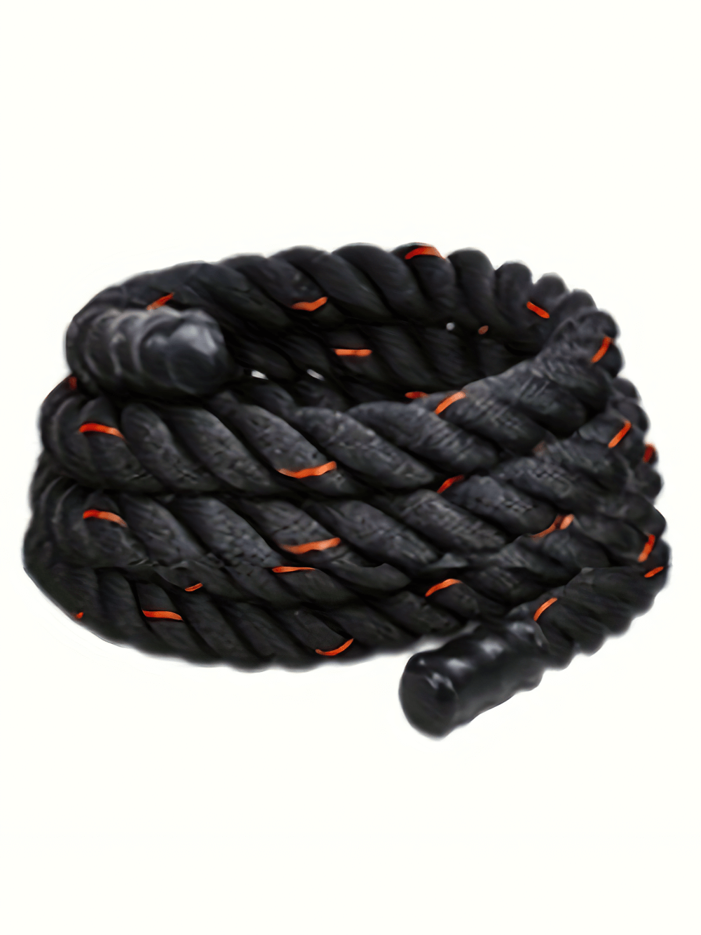 Heavy weighted battle rope with weighted handles, perfect for strength training and high-intensity workouts, black with orange accents.