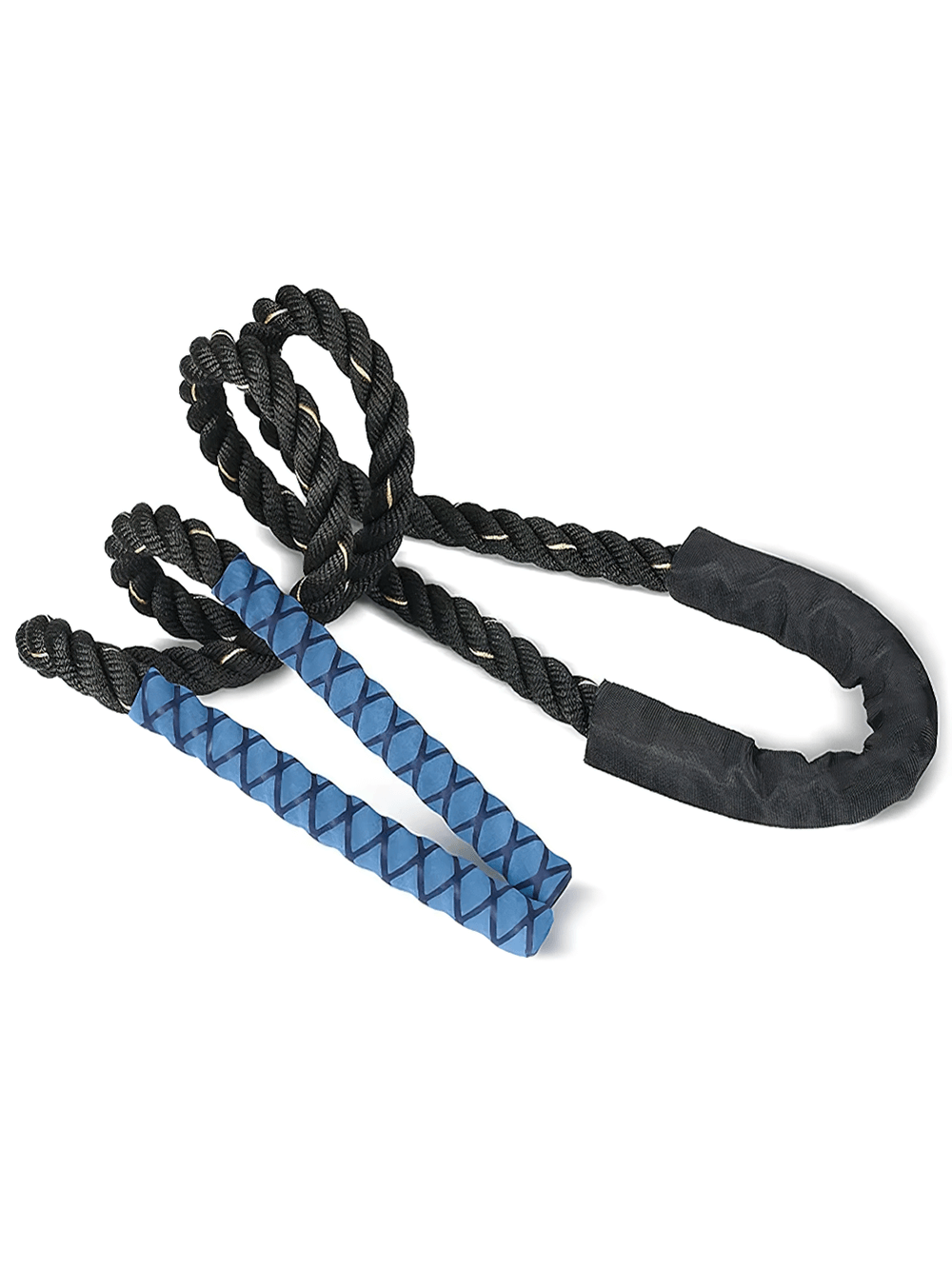 Heavy weighted jump rope with textured handles for cardio, strength, and endurance workouts indoors. Durable twisted design.