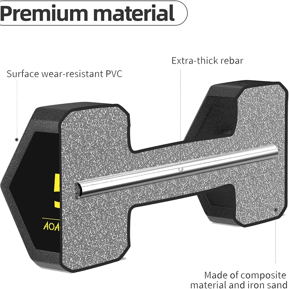 Hex Dumbbell Set with PVC Coating for Gym Training - SF3399