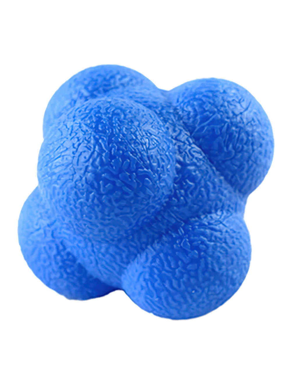 Blue hexagonal reaction ball for reflex training and hand-eye coordination; perfect for agility drills and sports practice, model SF3143.