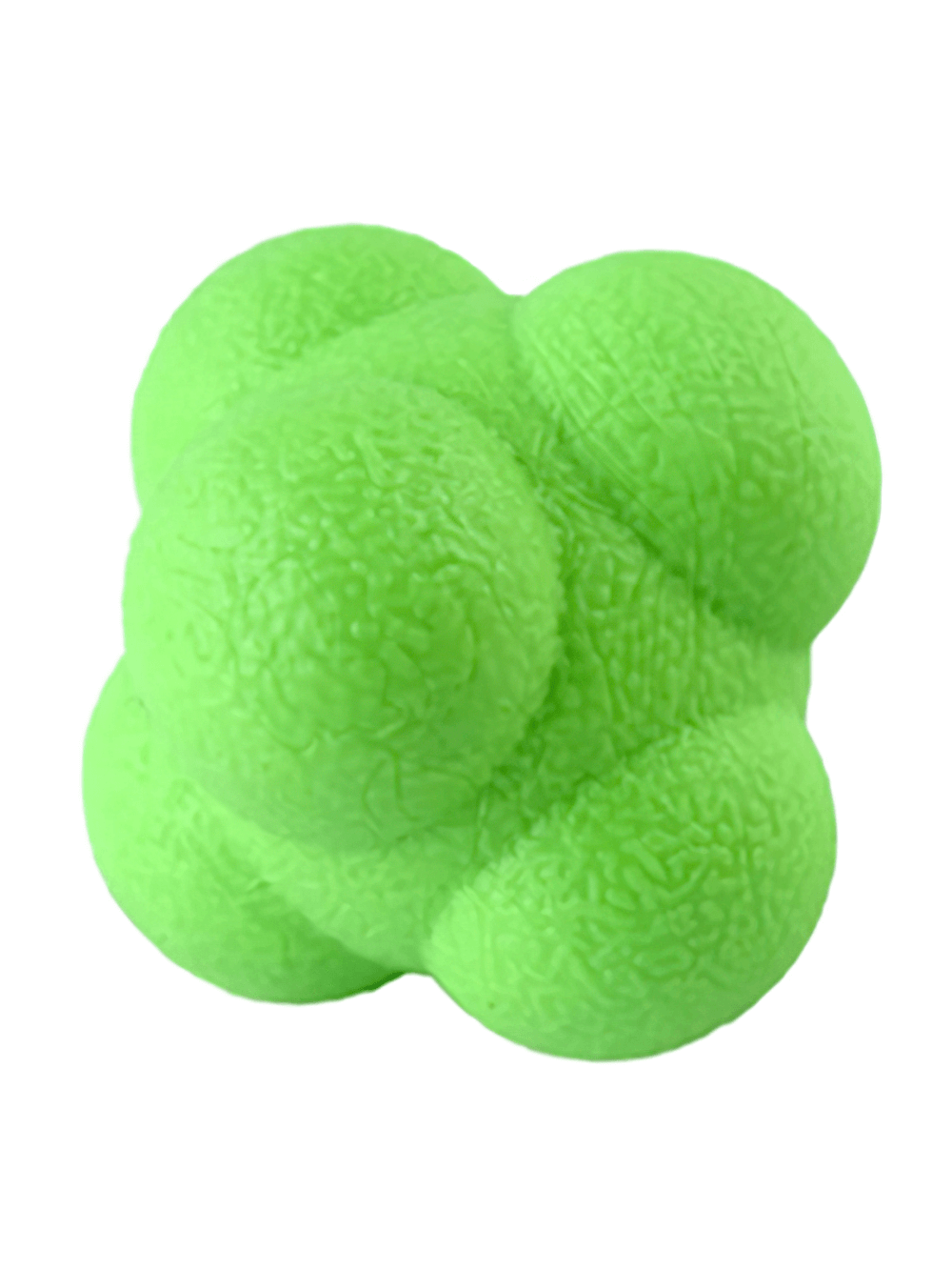 Green hexagonal reaction ball for reflex training and coordination, ideal for agility drills and unpredictable bounce exercises.