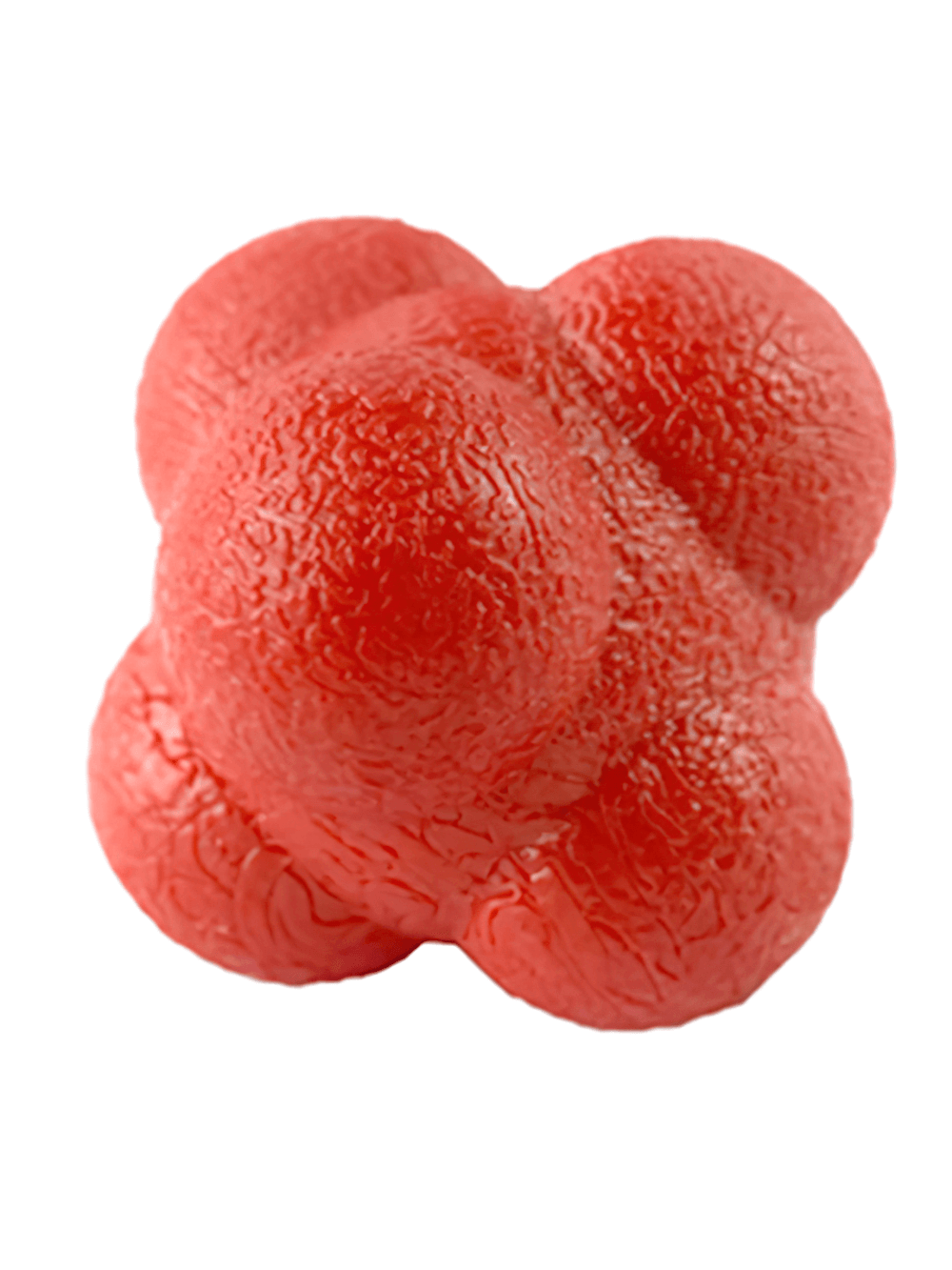 Red hexagonal reaction ball for reflex training, boosts hand-eye coordination, agility drills, and speed training, ideal for all ages.