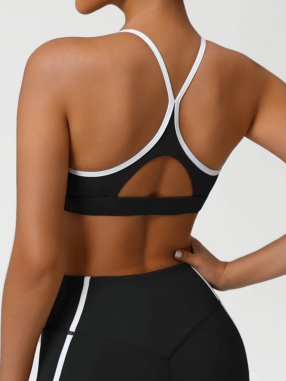 High Impact Racerback Sports Bra with Contrast Trim - SF4063 back view showcasing sleek design and quick-dry fabric for gym workouts.