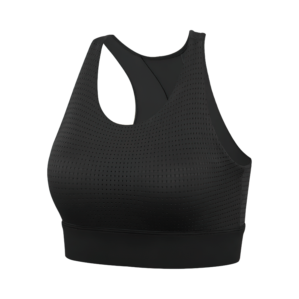 High impact sports bra SF2332 in black with breathable quick-dry design, perfect for yoga and gym sessions.