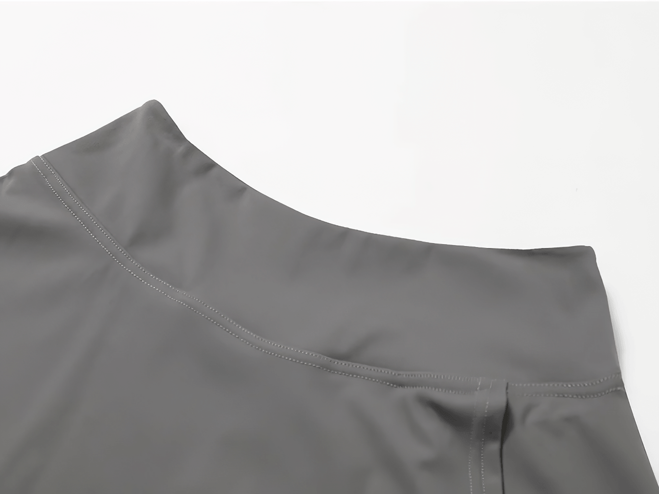Alt Tag: High Waist Fitness Skirt with Hidden Inner Shorts - SF4433 gray high-waist waistband close-up with smooth stitching