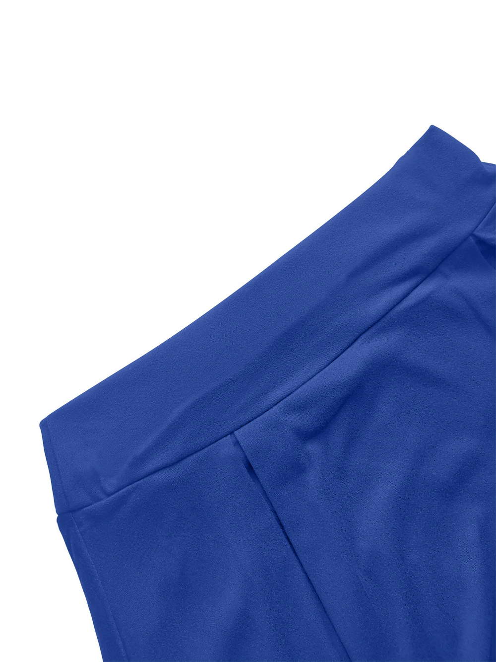 Alt Tag: High Waist Flared Mini Skirt for Sports - SF4393 close-up of wide waistband and smooth blue fabric, anti-exposure skater fit