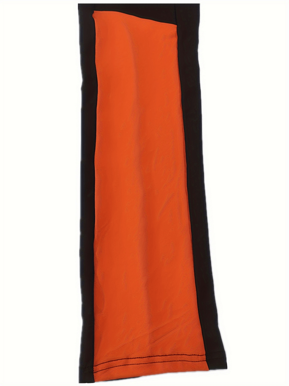 Bold color block design of high waist skinny pants SF2567, featuring side pockets and vibrant orange panels for casual style.