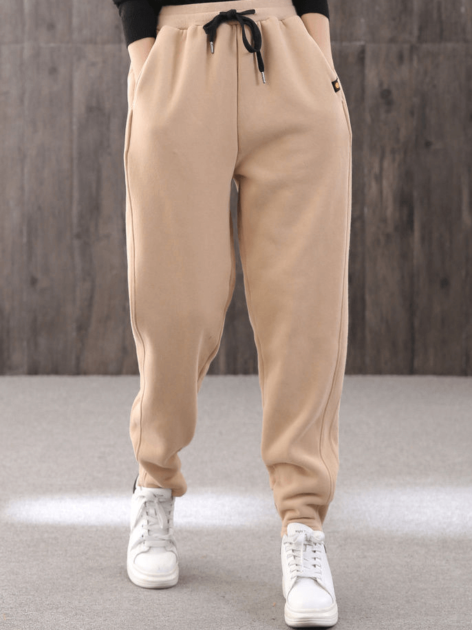 Pantalon de survêtement chaud taille haute/joggeurs épais avec cordon de serrage décontracté - SPF1419 