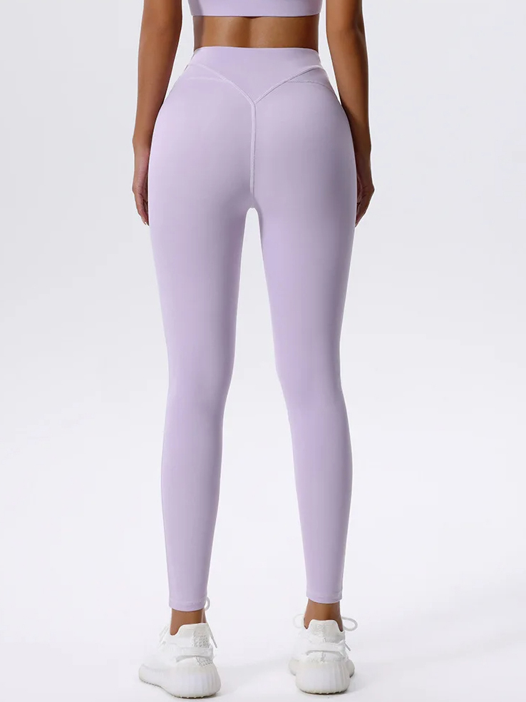 Lavender high waist yoga pants for women offering flexibility and style, featuring a sleek fit ideal for yoga and workouts.