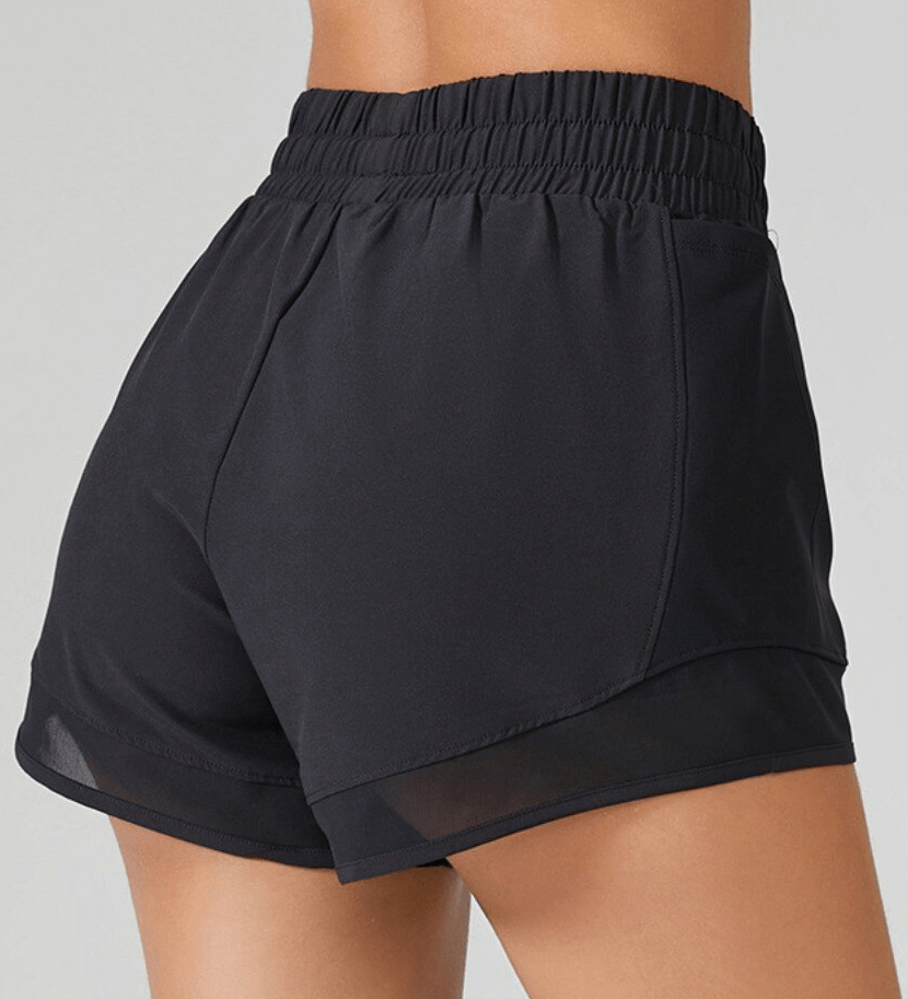 High-waisted yoga shorts for women with tummy control and drawstring, perfect for workouts. SF1376, breathable lycra, nylon blend.