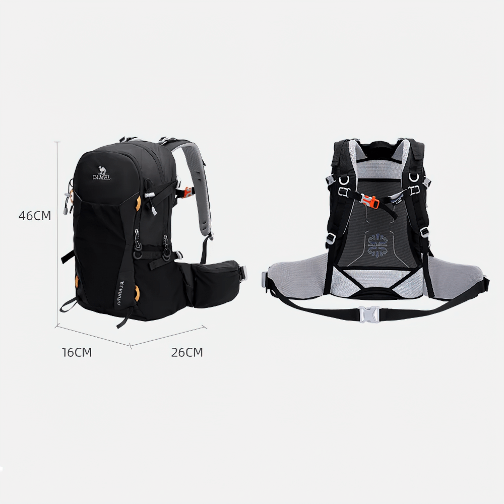 Hiking Backpack SF2299 with waist pouch, adjustable straps, and durable design. Perfect for outdoor adventures and travel.