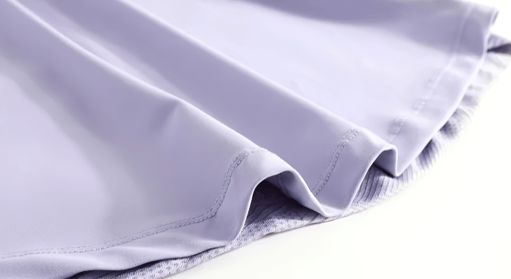 Alt Tag: Hollow Back Yoga Sports T-Shirt for Women's - SF4445 close-up of breathable polyester-elastane fabric and stitching detail