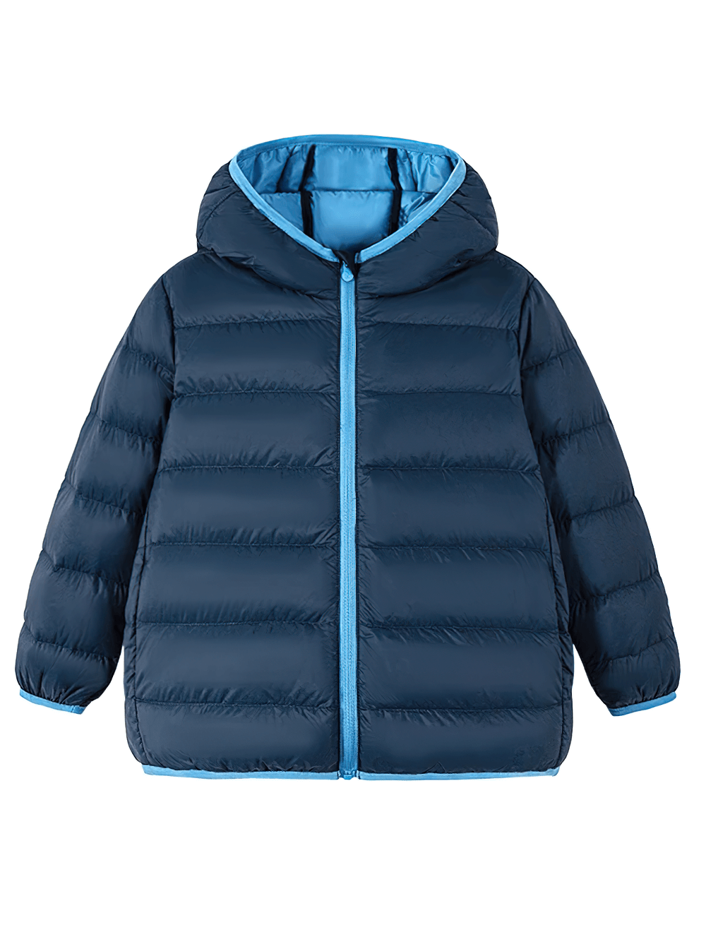 Children's Hooded Down Jacket with Waterproof Outer Shell - SF3510, blue puffer coat for warmth and protection in cold weather.
