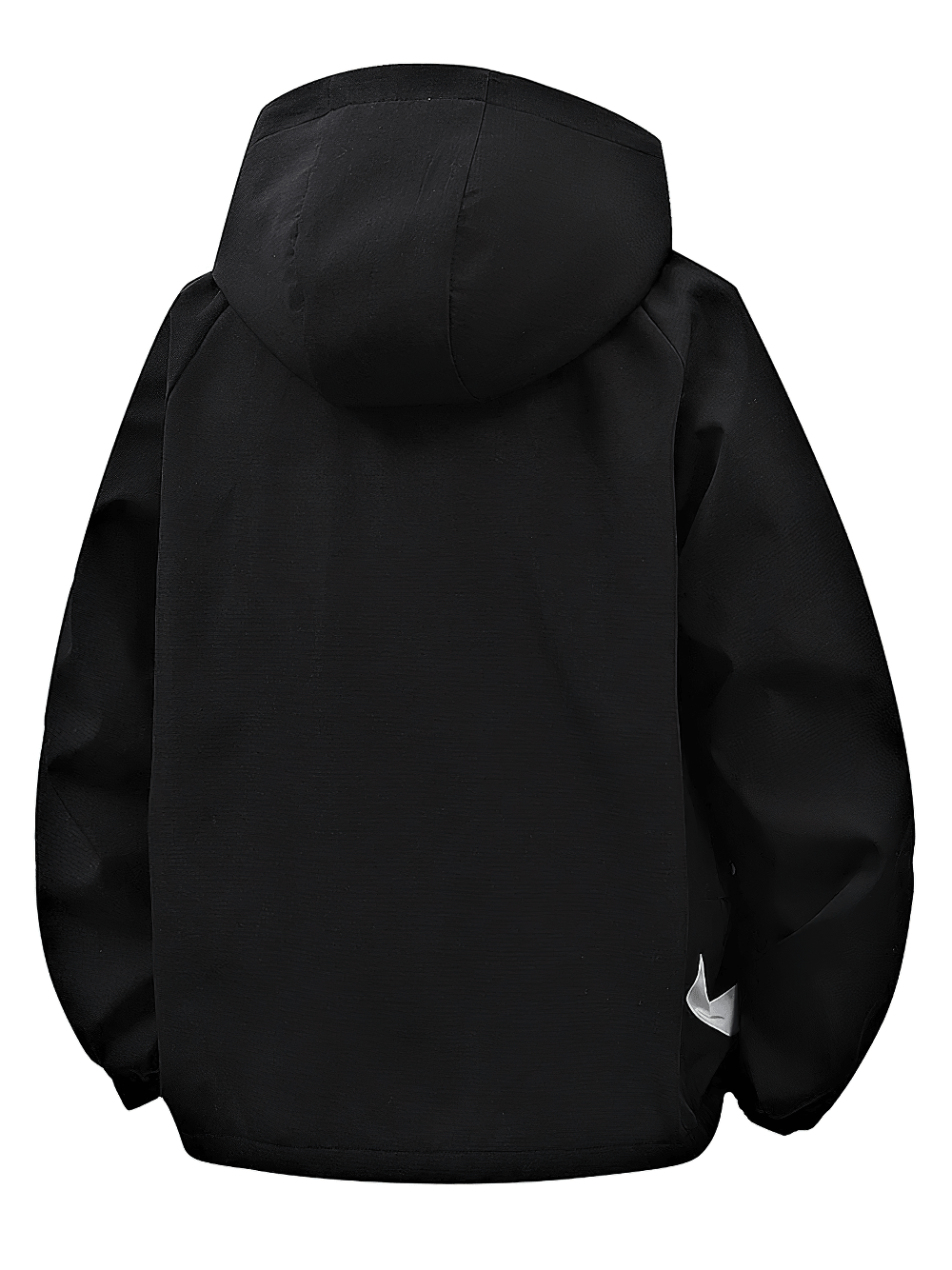 Hooded Hiking Jacket with Contrast Stripe Panels - SF4735 back view showing the protective hood and sleek design.