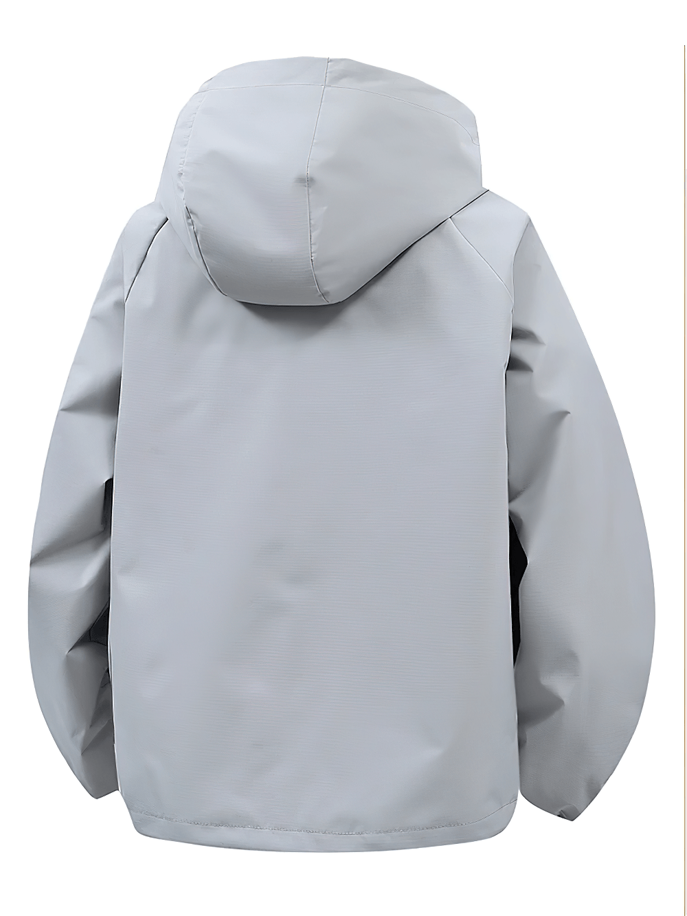 Hooded Hiking Jacket with Contrast Stripe Panels - SF4735 in light grey, showcasing the back view and protective hood.