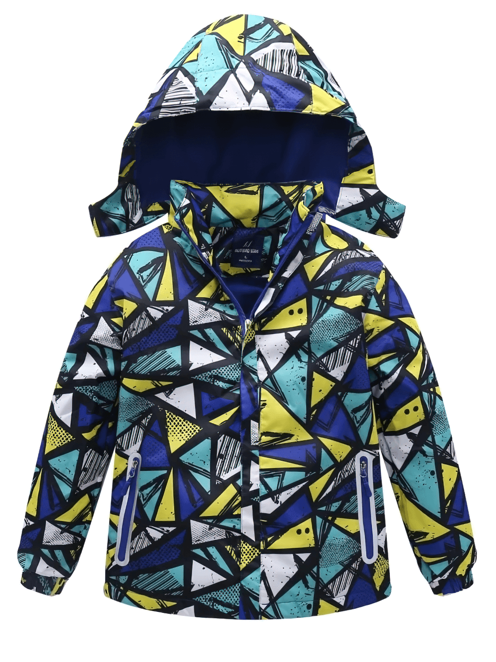 Bright graphic hooded windbreaker jacket for kids with camo print design. Lightweight and windproof. Hooded Windbreaker Jacket with Camo Print - SF3847
