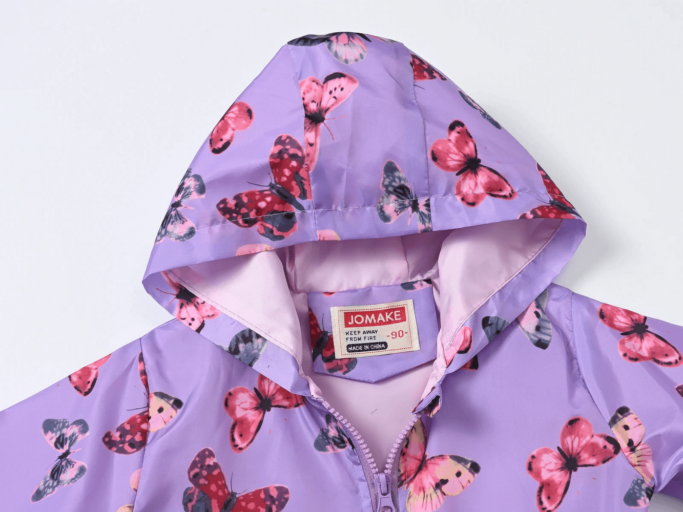 Hooded Windbreaker Jacket with Printed Cute - SF3633 featuring vibrant butterfly print for girls, waterproof and lightweight protection