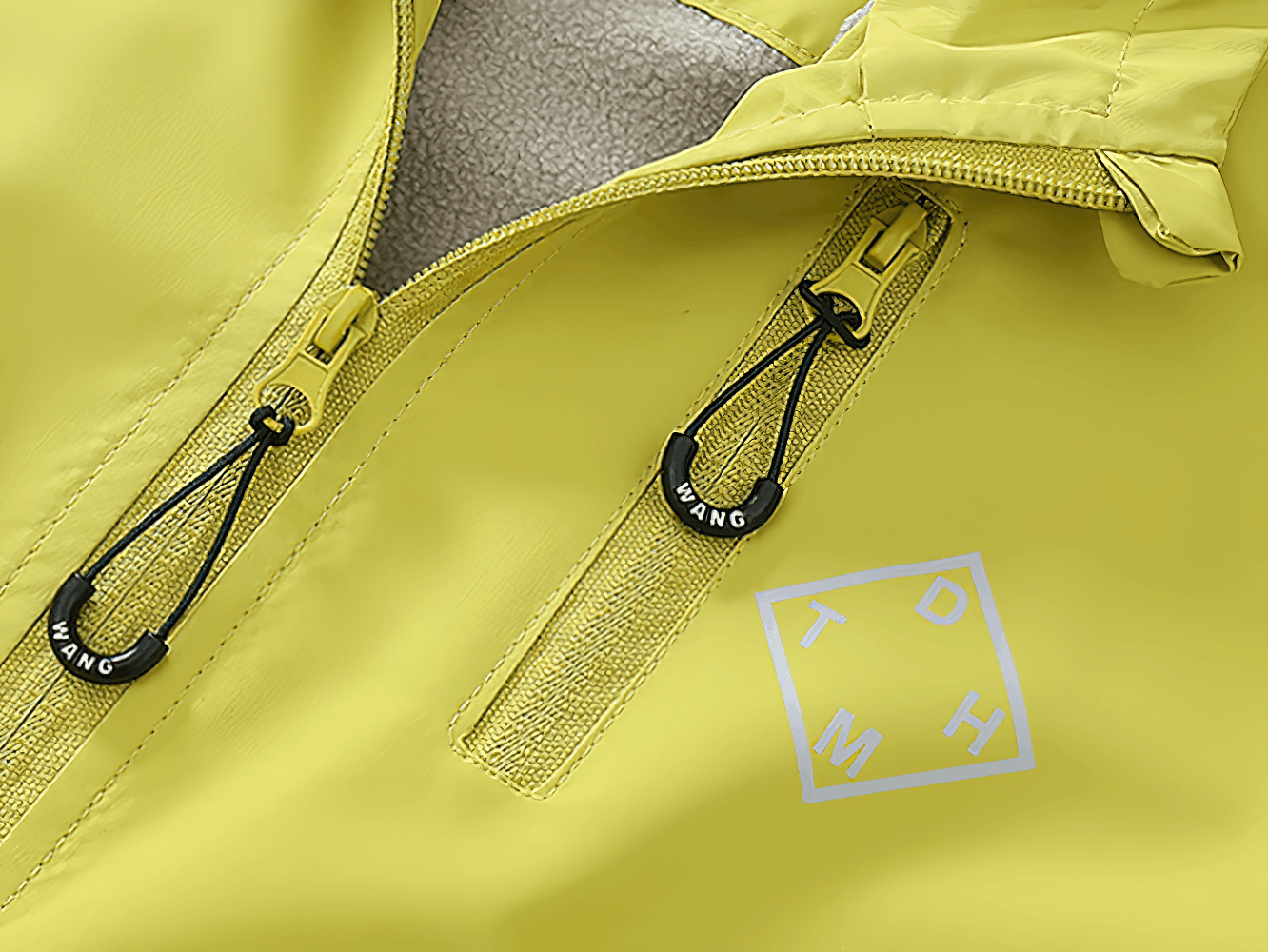 Bright yellow Hooded Windproof and Waterproof Outdoor Jacket - SF3563 with durable zippers and cozy hood for kids' outdoor activities.