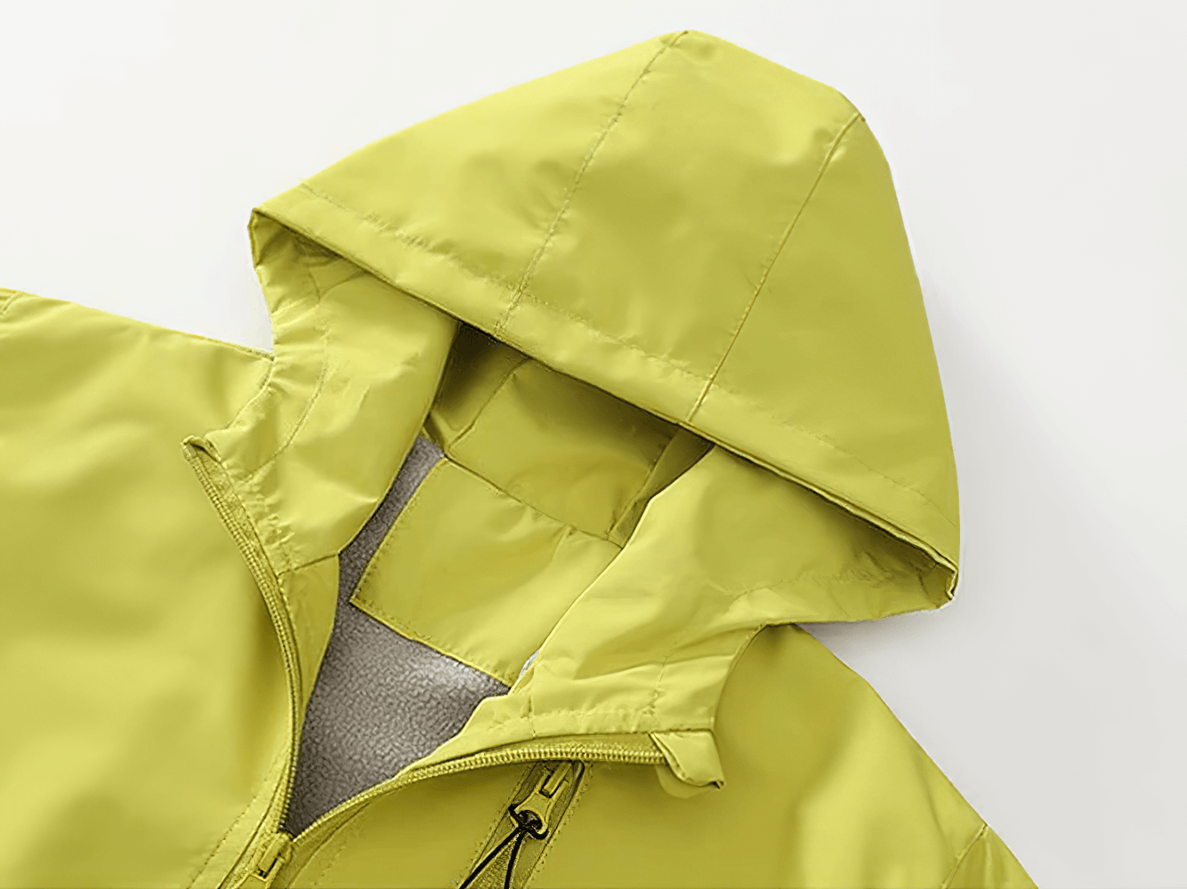 Hooded Windproof and Waterproof Outdoor Jacket - SF3563 in bright yellow, highlighting its cozy hood and durable zippers for kids' adventures