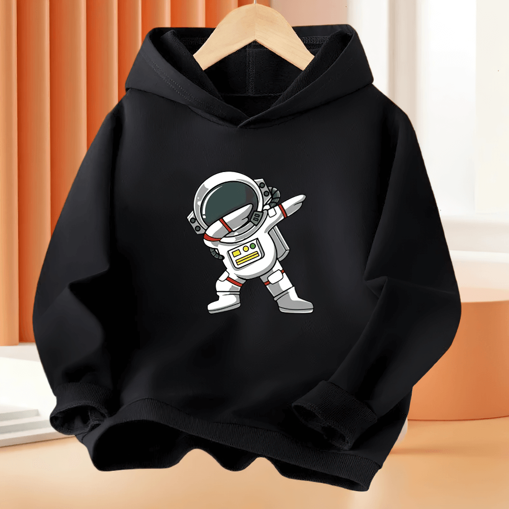Hoodie With Dabbing Astronaut Print For Kids - SF3814, space-themed pullover with fun astronaut graphic, perfect for school and playtime.
