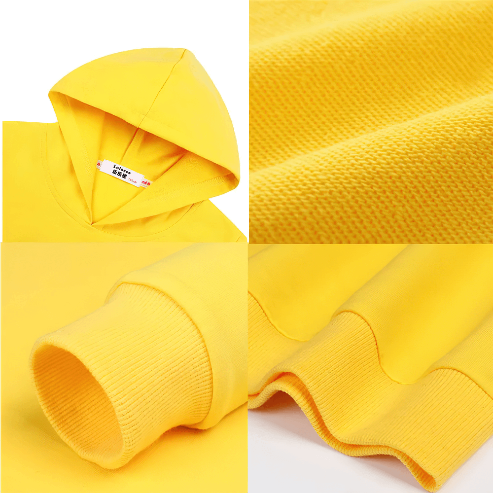 Hoodie With Glowing Spider Graphic for Bold Style - SF3818 in bright yellow, hood, cuff, and textured fabric details