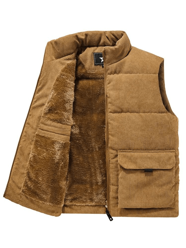 Insulated Corduroy Sports Vest with Two Pockets for Men - SF1780