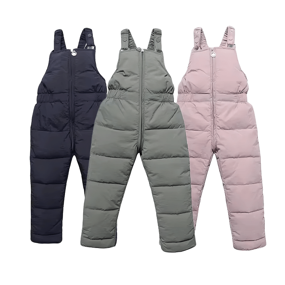 Insulated Snow Bib Pants for Boys and Girls - SF3731 in navy, olive, and pink with adjustable straps for winter wear