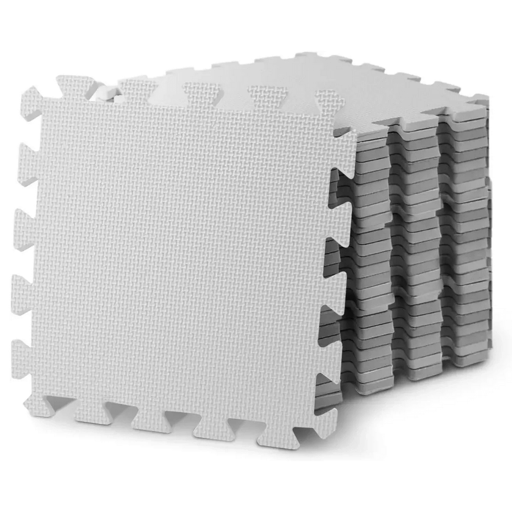 Interlocking EVA Foam Floor Mat Tiles Set - SF3472 stacked for home gym or playroom setup, showing textured pattern and interlocking edges.