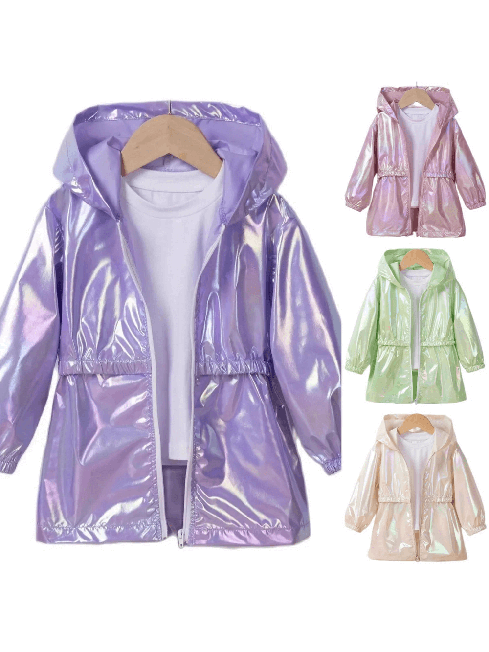 Stylish Iridescent Hooded Breathable Zipper Jacket - SF3590 in multiple colors for trendy outfits.