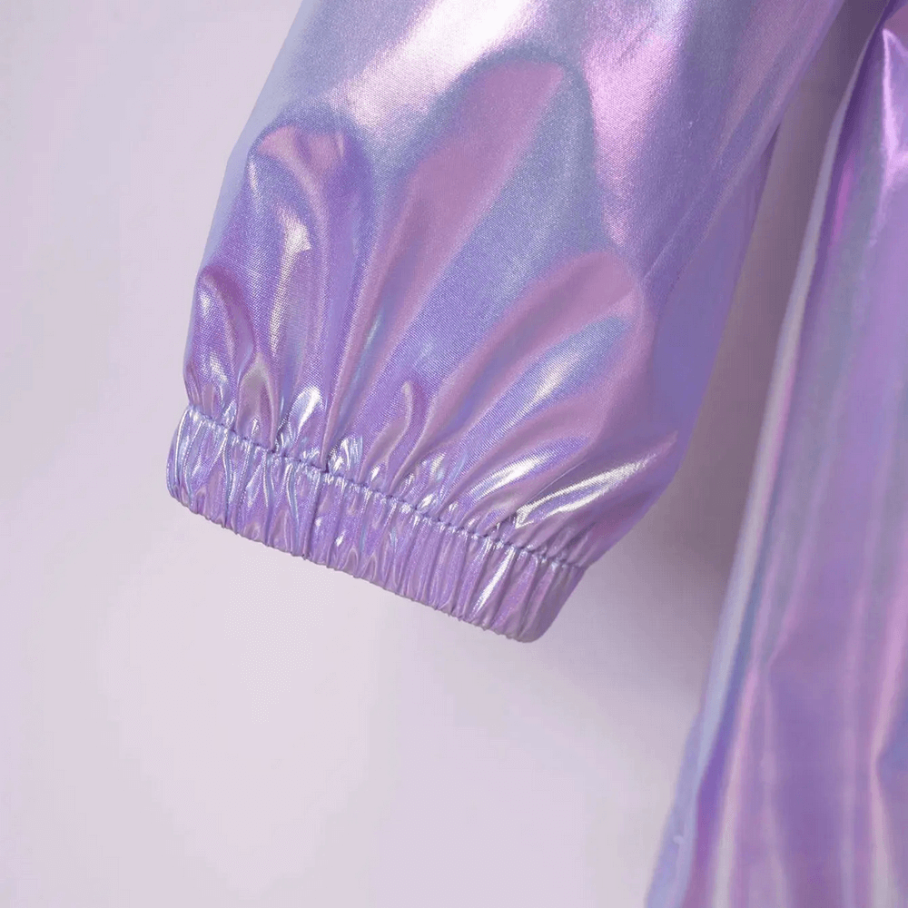 Iridescent Hooded Breathable Zipper Jacket - SF3590 close-up of sleeve detail.