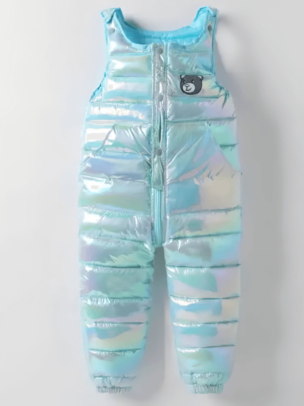 Iridescent Kids Winter Down Cotton Strap Snow Pants - SF3770, insulated one-piece with secure straps for cold weather adventures.