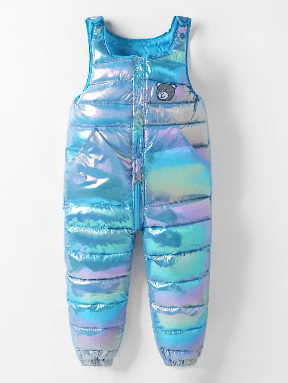 Iridescent Kids Winter Down Cotton Strap Snow Pants - SF3770 for toddlers, insulated one piece snow bib, perfect for cold weather adventures.