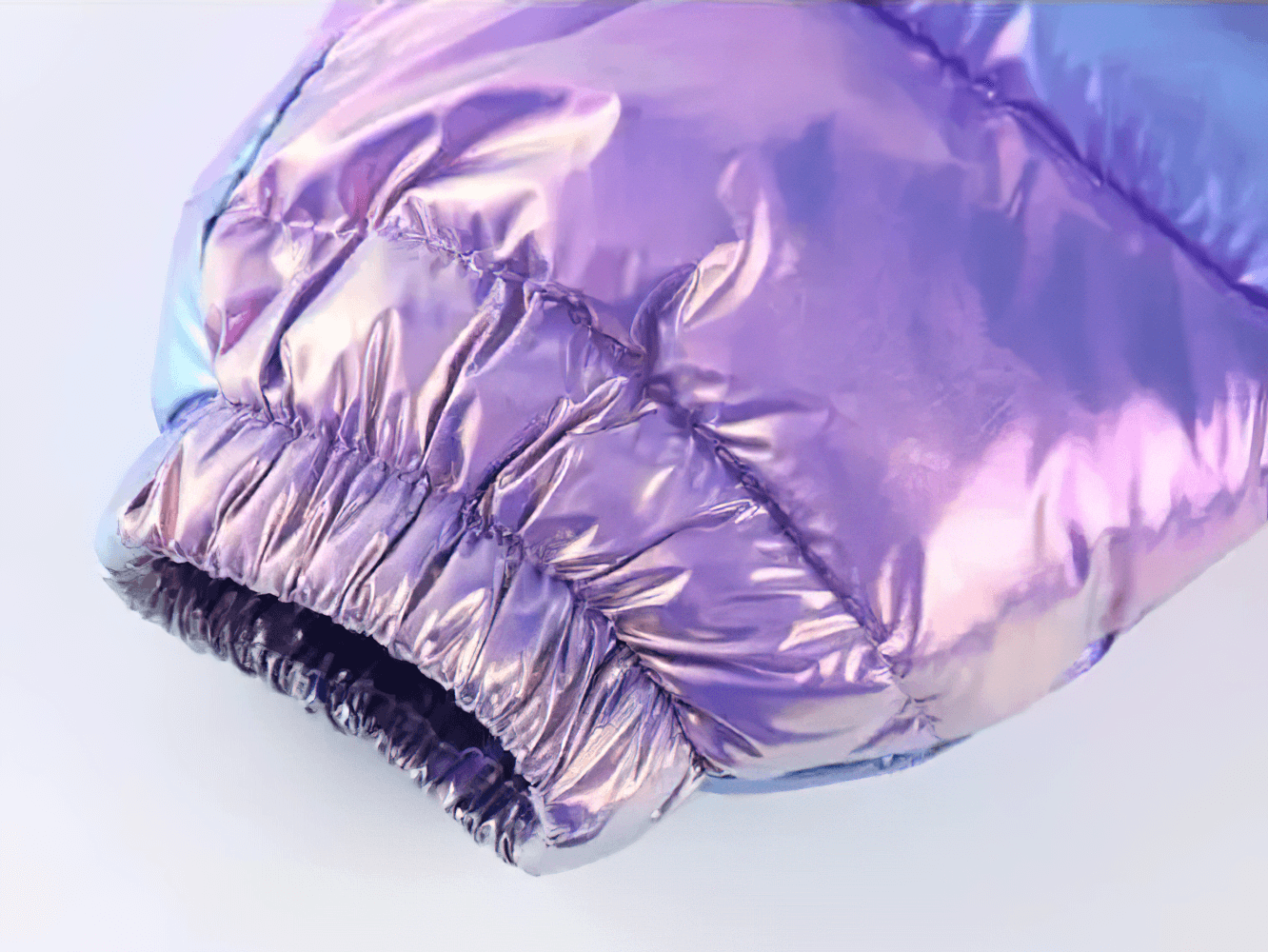Iridescent Kids Winter Down Cotton Strap Snow Pants - SF3770 cuff detail in purple and blue hues