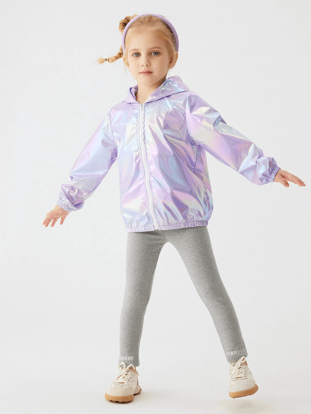 Iridescent Waterproof Jacket with Hood and Zipper - SF3613